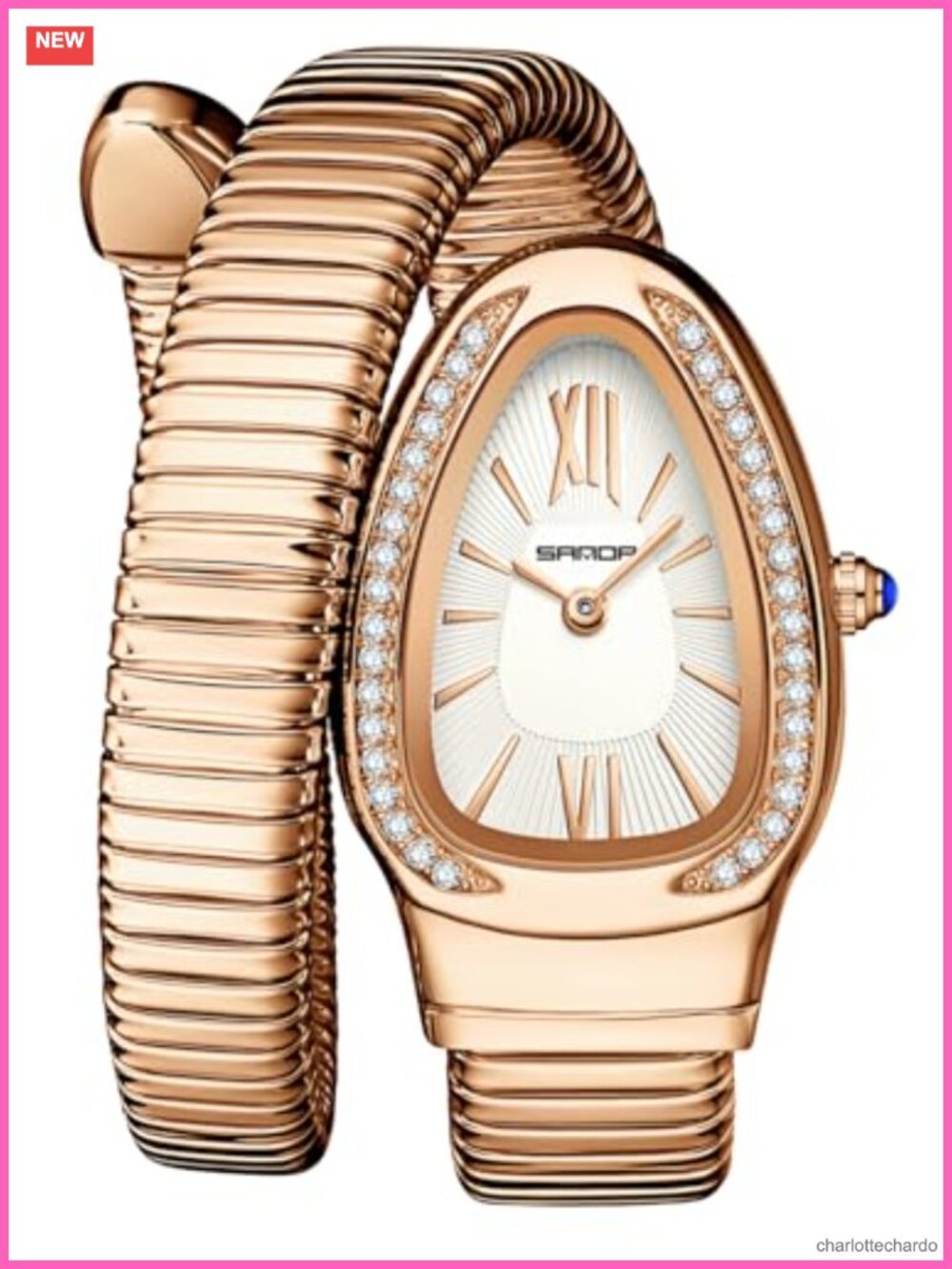 Snake Bracelet Watch Women Elegant Wrap Around Bangle Quartz Wristwatch